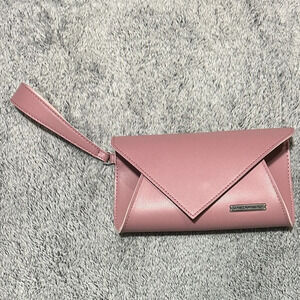 Jantaminiau Rose Pink Clutch Purse Fold Shape Wristlet